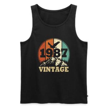 Vintage 1987 - Men's Premium Organic Tank Top - black - Front - AI Model Male 178 light (178cm)