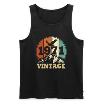 Vintage 1971 - Men's Premium Organic Tank Top - black - Front - Michal (187cm)