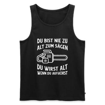 Es ist nie zu Spät zum Sägen lustiger Holz Spruch - Männer Premium Bio Tank Top - Schwarz - Vorne - Michal (187cm)