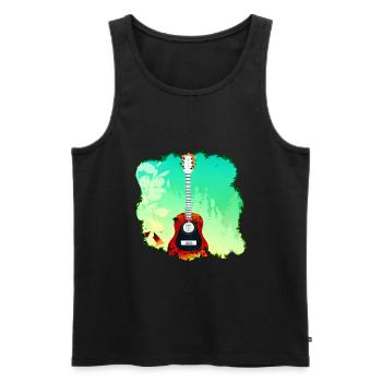 Colorful Guitar in Forest Nature Music - Men's Premium Organic Tank Top - black - Front - AI Model Male 178 light (178cm)