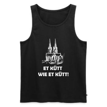Kölsche Sprüche ET KÜTT WIE ET KÜTT Köln Dom - Männer Premium Bio Tank Top - Schwarz - Vorne - Michal (187cm)