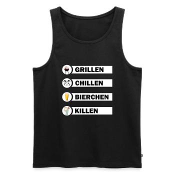 Grillen Chillen Bierchen Killen Grill Bier Spruch - Männer Premium Bio Tank Top - Schwarz - Vorne - Michal (187cm)