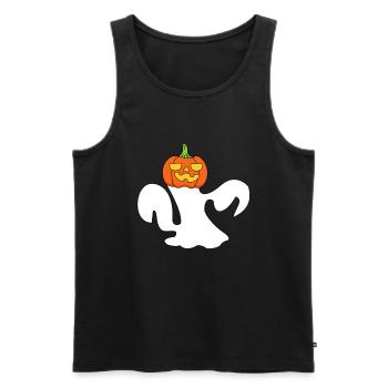 Funny Pumpkin Halloween Ghost Kürbis Geist - Men's Premium Organic Tank Top - black - Front - AI Model Male 178 light (178cm)