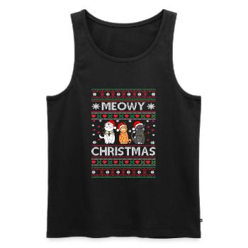 Miaou Noël drôle Joyeux Noël chats - Débardeur bio Premium Homme - noir - Devant - Michal (187cm)
