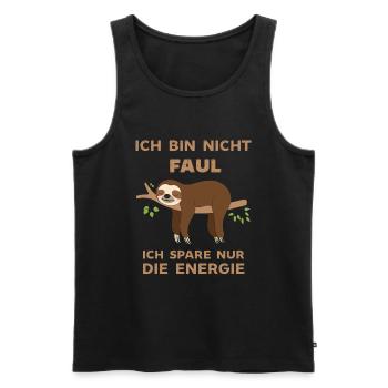 Ich bin nicht Faul ich spare Energie ein Faultier - Männer Premium Bio Tank Top - Schwarz - Vorne - Michal (187cm)