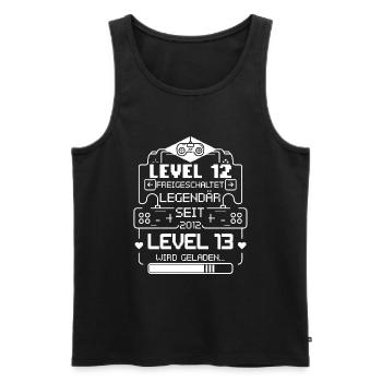 Level 12 Freigeschaltet Level 13 wird geladen - Männer Premium Bio Tank Top - Schwarz - Vorne - Michal (187cm)