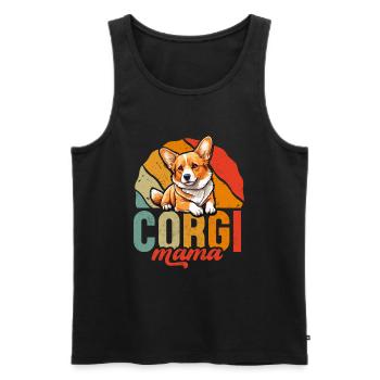 Corgi Mama - Débardeur bio Premium Homme - noir - Devant - Michal (187cm)