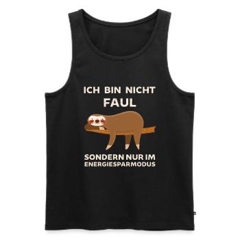 Ich bin nicht Faul ich spare Energie ein Faultier - Männer Premium Bio Tank Top - Schwarz - Vorne - AI Model Male 178 light (178cm)
