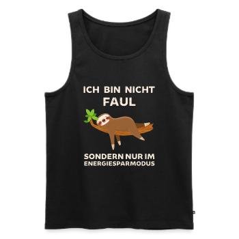 Ich bin nicht Faul ich spare Energie ein Faultier - Männer Premium Bio Tank Top - Schwarz - Vorne - Michal (187cm)