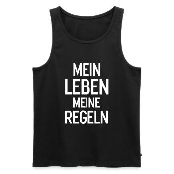 Mein Leben meine Regeln wichtiger Motto Spruch - Männer Premium Bio Tank Top - Schwarz - Vorne - Michal (187cm)