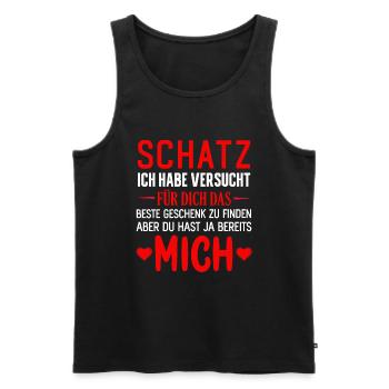 Lustige Liebe und Schatz Sprüche - Männer Premium Bio Tank Top - Schwarz - Vorne - Michal (187cm)