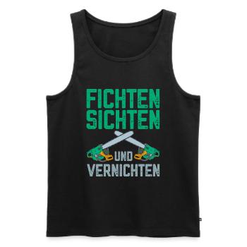 Fichten sichten und vernichten lustige Holzfäller - Männer Premium Bio Tank Top - Schwarz - Vorne - AI Model Male 178 light (178cm)