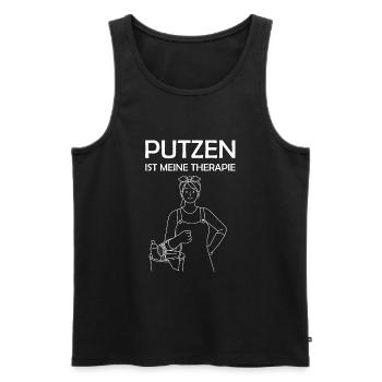 Putzen ist meine Therapie lustige Putzfrau Sprüche - Männer Premium Bio Tank Top - Schwarz - Vorne - Michal (187cm)