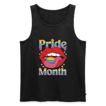 Pride Month | Rainbow Love Freedom - Men's Premium Organic Tank Top - black - Front - Michal (187cm)
