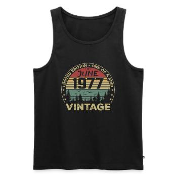 Gift June 1977 Birthday June 1977 June 1977 - Men's Premium Organic Tank Top - black - Front - AI Model Male 178 light (178cm)