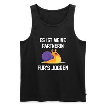 Es ist meine Partnerin fürs Joggen eine Schnecke - Männer Premium Bio Tank Top - Schwarz - Vorne - Michal (187cm)