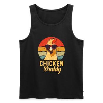 Un drôle de papa poulet avec des lunettes de soleil - Débardeur bio Premium Homme - noir - Devant - Michal (187cm)