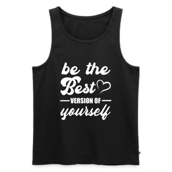 Soyez la meilleure version de vous-même motivation Citations - Débardeur bio Premium Homme - noir - Devant - AI Model Male 178 light (178cm)