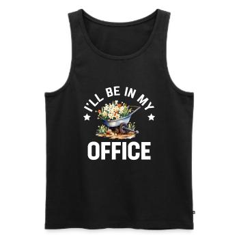 I'll be in my office the Garden Work with Flowers - Men's Premium Organic Tank Top - black - Front - Michal (187cm)