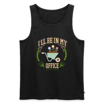 I'll be in my office the Garden Work with Flowers - Men's Premium Organic Tank Top - black - Front - Michal (187cm)
