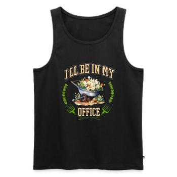 I'll be in my office the Garden Work with Flowers - Men's Premium Organic Tank Top - black - Front - Michal (187cm)