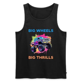 Big Wheels big thrills funny Truck Cars Sayings - Männer Premium Bio Tank Top - Schwarz - Vorne - Michal (187cm)