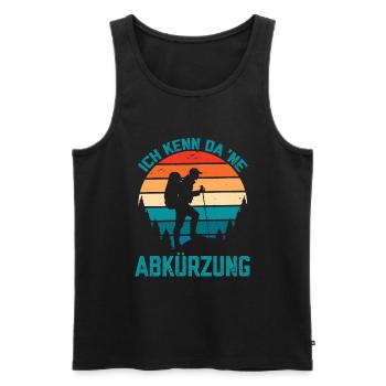 Ich kenn da eine Abkürzung lustige Berge Sprüche - Männer Premium Bio Tank Top - Schwarz - Vorne - Michal (187cm)
