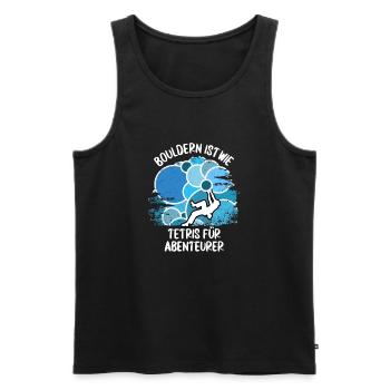 Vintage Bouldern Boulderer Klettern Kletterer - Männer Premium Bio Tank Top - Schwarz - Vorne - Michal (187cm)