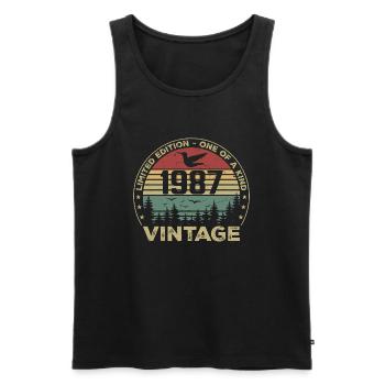 Vintage 1987 Original 1987 Rétro Anniversaire 1987 - Débardeur bio Premium Homme - noir - Devant - Michal (187cm)