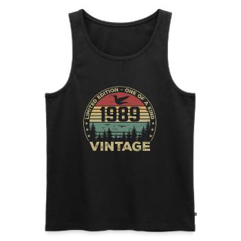 Vintage 1989 Original 1989 Rétro Anniversaire 1989 - Débardeur bio Premium Homme - noir - Devant - Michal (187cm)
