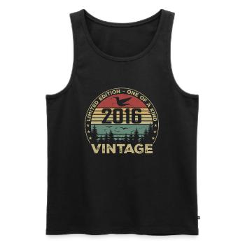 Jahrgang 2016 Original 2016 Retro Jubiläum 2016 - Männer Premium Bio Tank Top - Schwarz - Vorne - Michal (187cm)
