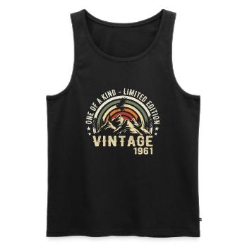 Born in 1961 Vintage 1961 Retro Birthday 1961 - Men's Premium Organic Tank Top - black - Front - Michal (187cm)