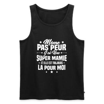 J'ai une Mamie et elle est toujours la pour moi - Débardeur bio Premium Homme - noir - Devant - Michal (187cm)
