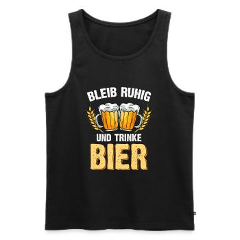 Bleib Ruhig Und Trinke Bier - Männer Premium Bio Tank Top - Schwarz - Vorne - Michal (187cm)
