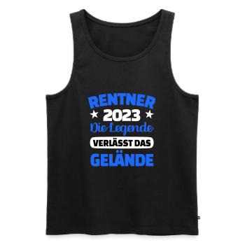 Rentner 2023 Die Legende verlässt das Gelände - Männer Premium Bio Tank Top - Schwarz - Vorne - Michal (187cm)