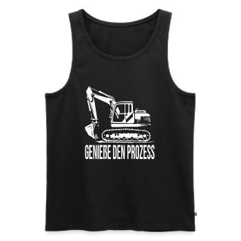 Genieße den Prozess – Mit Baggerpower ans Ziel - Männer Premium Bio Tank Top - Schwarz - Vorne - AI Model Male 178 light (178cm)