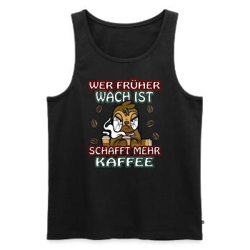 Wer früher wach ist schafft mehr Kaffee Faultier - Männer Premium Bio Tank Top - Schwarz - Vorne - Michal (187cm)