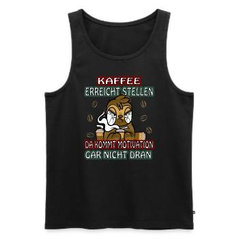 Kaffee erreicht Stellen Motivation müde Faultier - Männer Premium Bio Tank Top - Schwarz - Vorne - Michal (187cm)