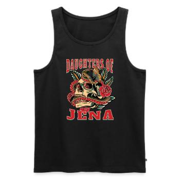 Jena Power-Frau daughters of Jena Retro Blumen - Männer Premium Bio Tank Top - Schwarz - Vorne - Michal (187cm)