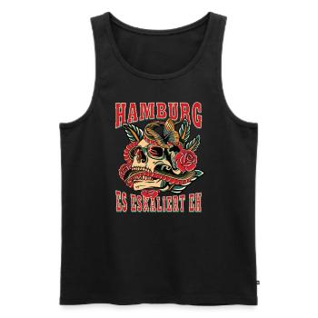 Hamburg Frau Geschenk es eskaliert eh Hamburg Fan - Männer Premium Bio Tank Top - Schwarz - Vorne - Michal (187cm)