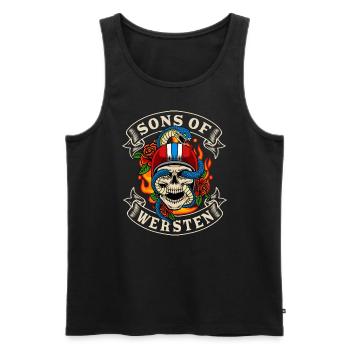 Dusseldorf sons of Wersten - Men's Premium Organic Tank Top - black - Front - AI Model Male 178 light (178cm)