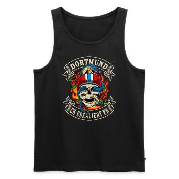 Dortmund Biker Geschenk es eskaliert eh Dortmund - Männer Premium Bio Tank Top - Schwarz - Vorne - Michal (187cm)