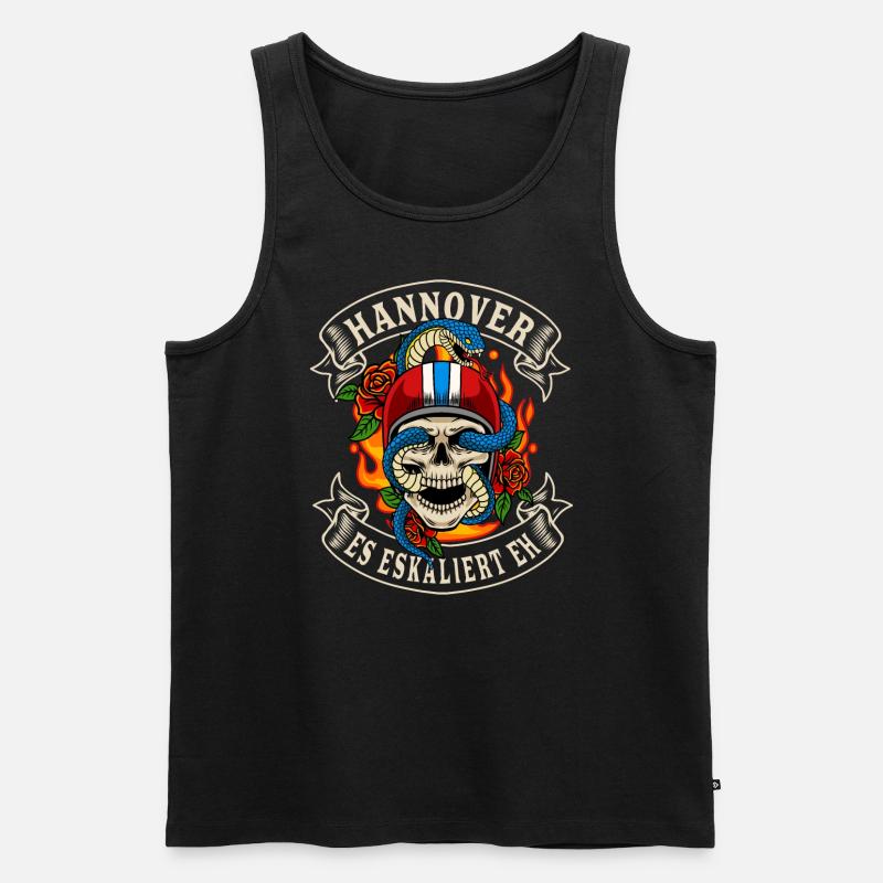 Hannover Biker Geschenk es eskaliert eh Hannover - Männer Premium Bio Tank Top - Schwarz