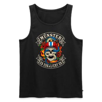 Münster biker gift it escalates anyway Münster - Men's Premium Organic Tank Top - black - Front - AI Model Male 178 light (178cm)