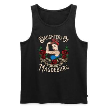 Magdeburg Frau Geschenk filles de Magdebourg - Débardeur bio Premium Homme - noir - Devant - AI Model Male 178 light (178cm)
