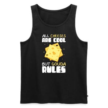 Gouda Cheese Cheese Lovers Cheeses Gift - Men's Premium Organic Tank Top - black - Front - AI Model Male 178 light (178cm)