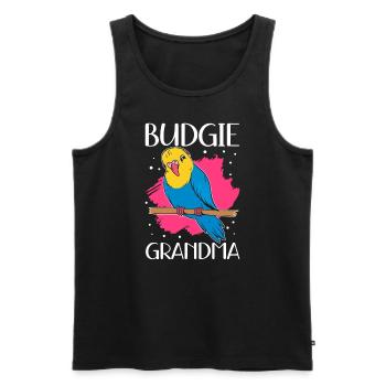Budgerigar Grand-mère Budgerigars Cadeau - Débardeur bio Premium Homme - noir - Devant - Michal (187cm)