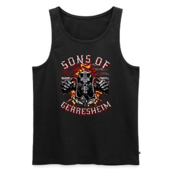 Sons of Gerresheim Skull biker - Men's Premium Organic Tank Top - black - Front - AI Model Male 178 light (178cm)