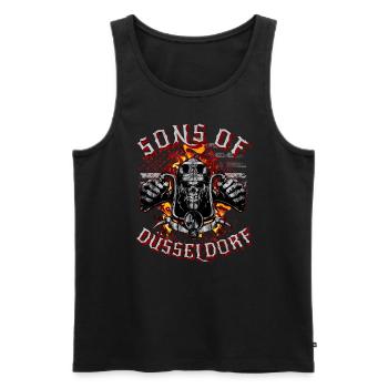 Sons of Düsseldorf Totenkopf biker - Men's Premium Organic Tank Top - black - Front - AI Model Male 178 light (178cm)