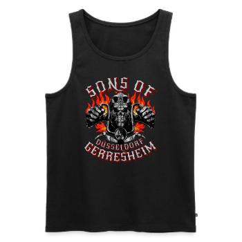 Sons of Gerresheim Skull biker - Men's Premium Organic Tank Top - black - Front - AI Model Male 178 light (178cm)